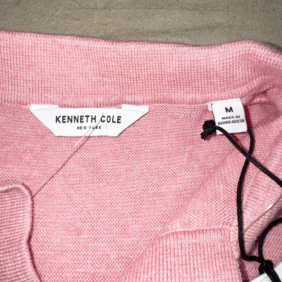 Kenneth Cole New York Polo Sweater Shirt Men's Size M Pink Heathered Knit - Picture 5 of 12